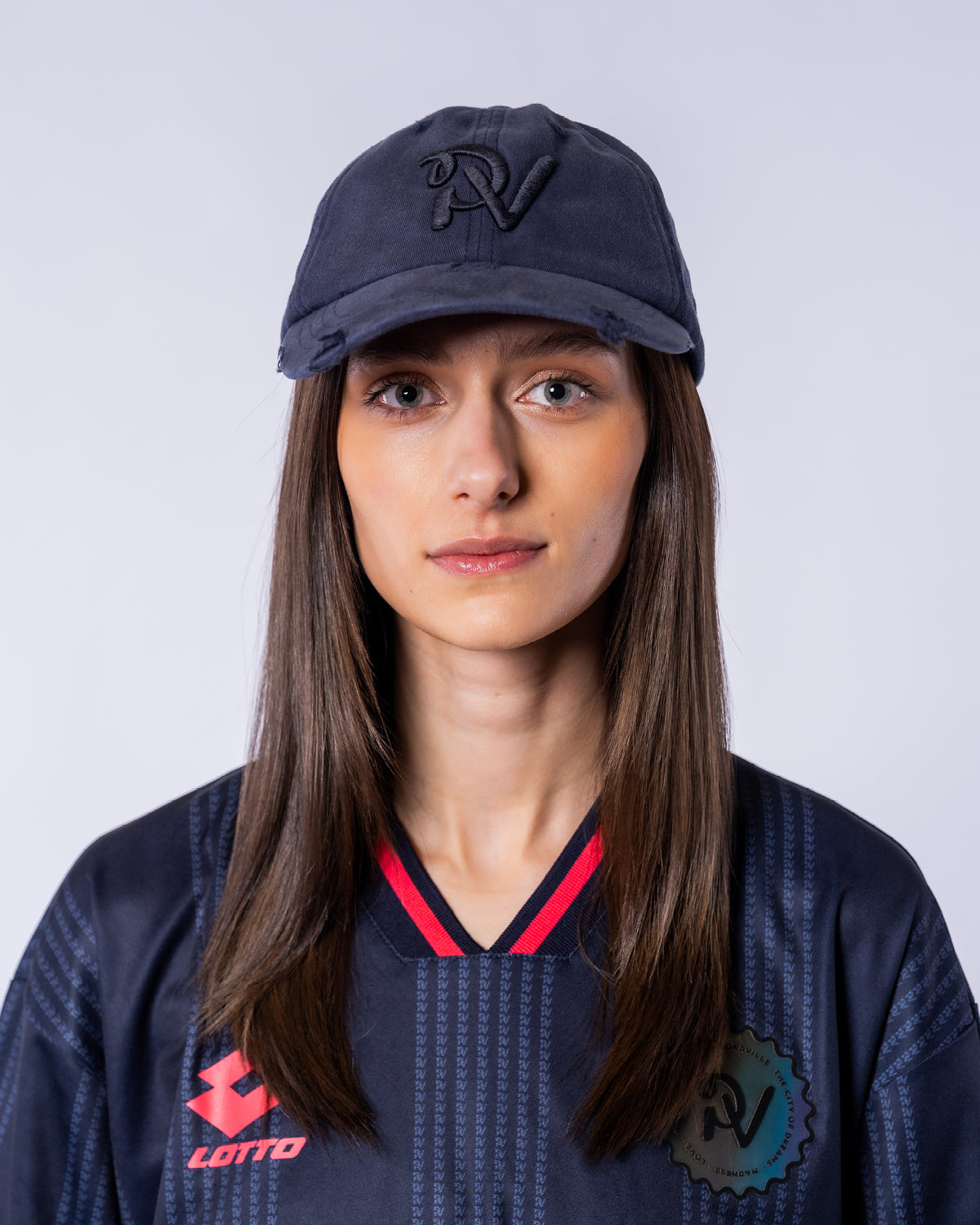 Dad Cap destroyed - PV Monogram, blau
