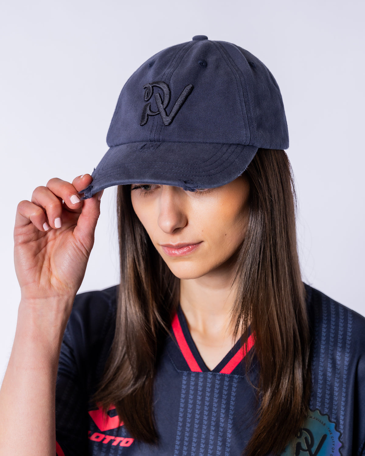 Dad Cap destroyed - PV Monogram, blau
